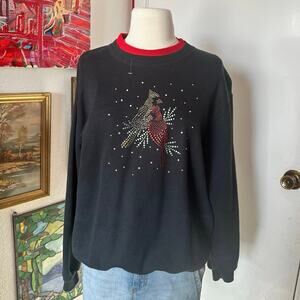 sunburst parrot black and red layered bird sweater